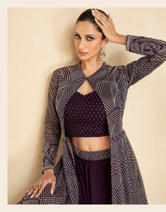 Cocktail Wear Purple Indo-Western Shrug Dress