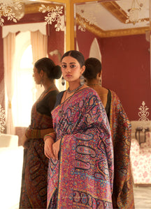 Partywear Paisley Embroidered Pashmina Sari