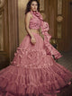 Indo Western TH059 Designer Cocktail Wear Pink Net Silk Lehenga Style Gown - Fashion Nation