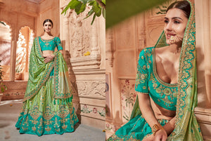 Special K102626 Designer Multicoloured Blue Green Silk Lehenga Choli - Fashion Nation