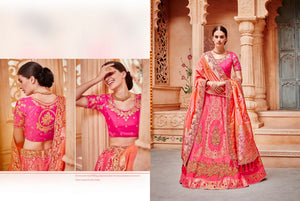 Beautiful K102630 Designer Multicoloured Peach Pink Silk Lehenga Choli - Fashion Nation