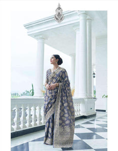Everyday Fashion Lavender Banarasi Cotton Lucknowi Saree - Fashion Nation