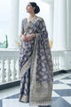 Everyday Fashion Lavender Banarasi Cotton Lucknowi Saree - Fashion Nation