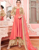 Stylish KS159789 Pink Muslin Readymade Kurta with Koti Palazzo & Dupatta by Fashion Nation