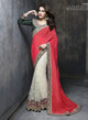 ME3720 Designer Pink Off-White Net Chiffon Saree - Fashion Nation