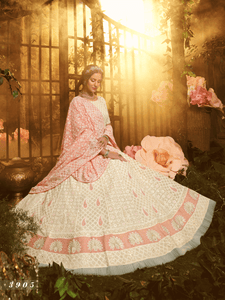 Wedding Special White Georgette Lucknowi Lehenga Choli by Fashion Nation