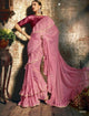 Attractive TV40506 Designer Coral Pink Maroon Silk Lycra Frill Ruffles Saree - Fashion Nation