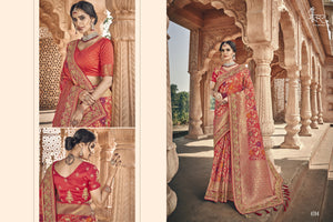 Embroidered Weaving Silk Bridal Saree with Blouse for Online Sales by Fashion Nation