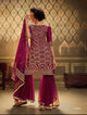 Engagement Wear Magenta Net Designer Gharara Suit - Fashion Nation