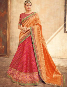 Spellbinding KIM5006 Radiant Red Maroon Pink Jacquard Silk Lehenga Choli - Fashion Nation