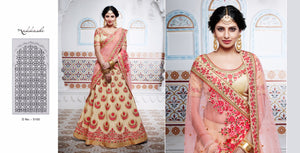 Fashionable NAK5100 Bridal Beige Pink Handloom Silk Net Lehenga Choli - Fashion Nation