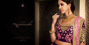 Amazing NAK5118 Bridal Pink Magenta Velvet Net Lehenga Choli - Fashion Nation