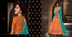 Colourful NAK5120 Bridal Orange Brocade Rama Green Net Silk Lehenga Choli - Fashion Nation