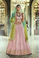 Stunning Nakkashi NAK5132 Bridal Pink Satin Silk Shaded Green Blue Net Lehenga Choli - Fashion Nation