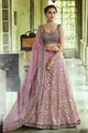 Wonderful Nakkashi NAK5134 Bridal Mauve Net Burgundy Velvet Lehenga Choli - Fashion Nation