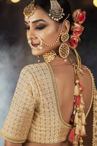 Charming Nakkashi NAK5137 Wedding Special Pink Beige Satin Silk Net Lehenga Choli - Fashion Nation