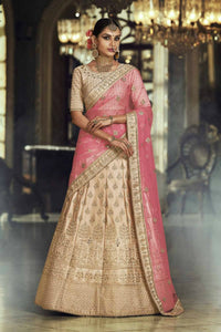 Charming Nakkashi NAK5137 Wedding Special Pink Beige Satin Silk Net Lehenga Choli - Fashion Nation