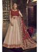 Marriage Special Nakkashi NAK5140 Bridal Maroon Jacquard Velvet Peach Silk Lehenga Choli - Fashion Nation