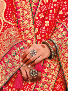 Bridal Wear Bandhej Patola Red Silk Saree | Fashion Nation