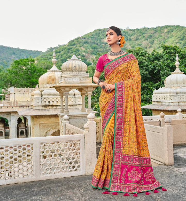 Haldi Function Wear Banarasi Silk Saree - Fashion Nation