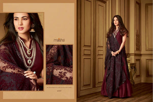 Indo Western MAI6407 Partywear Magenta Black Net Silk Floor Length Gown with String Along Dupatta - Fashion Nation
