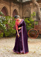 Everyday Fashion Purple Linen Silk Saree with Blouse - Fashion Nation