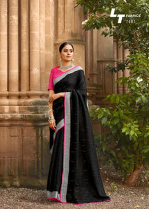 Latest Fashion Black Linen Silk Weaving Saree with Blouse - Fashion Nation