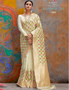 Radiant RAJ73001 Mesmerizing Off-White Handloom Weaving Silk Saree - Fashion Nation