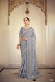Reception Party Wear Designer Bluish Grey Saree for Online Sales by Fashion Nation