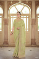 Wedding Party Wear Designer Green Saree for Online Sales by Fashion Nation
