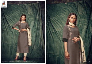 Stylish A2Z79 Casual Wear Grey Silk Kurta with Multicolour Stole - Fashion Nation