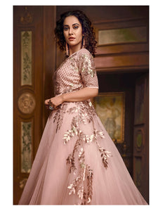 Designer Indo Western TH89661 Cocktail Wear Pink Silk Net Gown - Fashion Nation