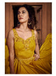 Festive Indo Western TH89668 Cocktail Wear Mustard Yellow Silk Layered Gown - Fashion Nation