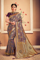 Traditional Indian Purple Banarasi Silk Jacquard Saree - Fashion Nation