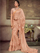 Party Wear CR41405 Designer Peach Silk Lycra Saree - Fashion Nation