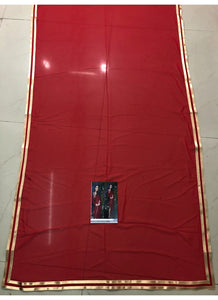 Sara Ali Khan KF3614 Bollywood Inspired Red Georgette Silk Saree - Fashion Nation
