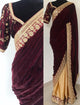 Celebrity Wear KF3656 Bollywood Inspired Cream Silk Maroon Velvet Saree - Fashion Nation