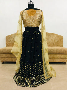 Celebrity Wear KF3780 Bollywood Inspired Black Georgette Silk Lehenga Choli - Fashion Nation