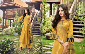 Indo Western PRP6631 Festive Yellow Jacquard Readymade Long Dress/Kurti - Fashion Nation