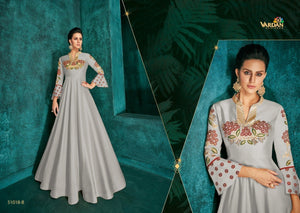 Amazing ROZ51018C Indo Western Green Silk Floor Length Gown - Fashion Nation