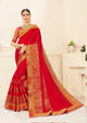 All Occasion Wear Red Silk Designer Saree with Blouse by Fashion Nation