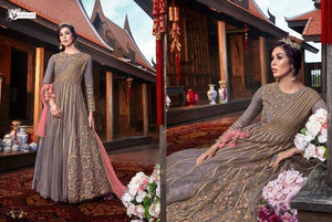 Amazing VIO6110 Indo Western Lavender Satin Georgette Anarkali Gown with Net Jacket - Fashion Nation