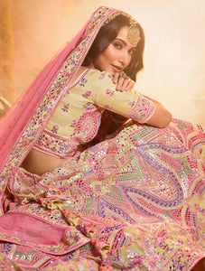 Function Special Off-White Multicolour Organza Lehenga Choli at Cheapest Prices