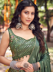 Mehendi Wear Gajji Silk Lehenga Choli