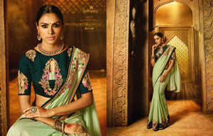 Designer ARD2113 Finest Pista Green Silk Saree - Fashion Nation
