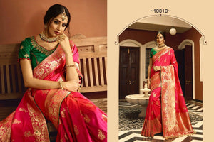 Regal VRI10010 Bridal Pink Rani Green Silk Saree - Fashion Nation