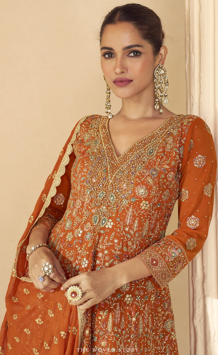 all occasions wear silk kameez palazzo indian party attire