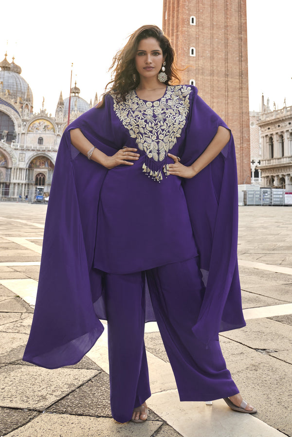 celeb style fusion partywear in purple