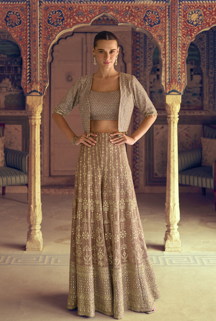 embroidered fusion partywear 3 piece dress