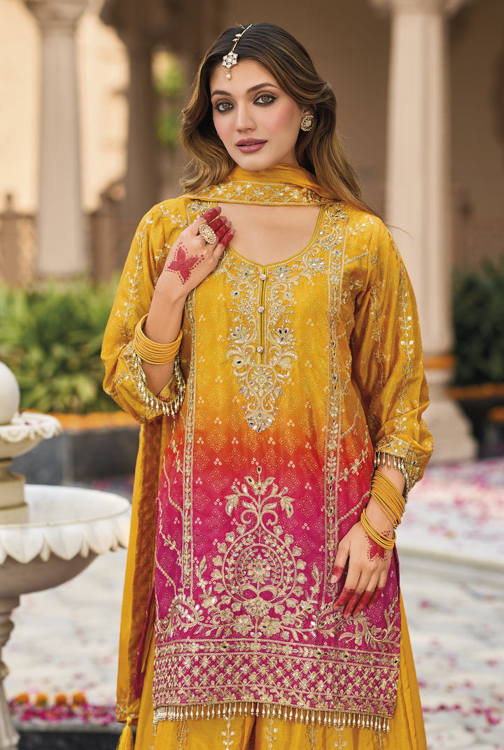 indian wedding wear shaded sharara suit